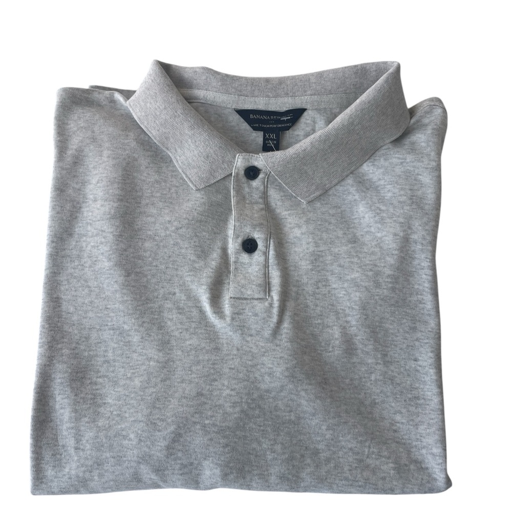 Banana Republic Men's Heather Gray Polo Shirt 100% Cotton Size XXL New  Ava & Lo
